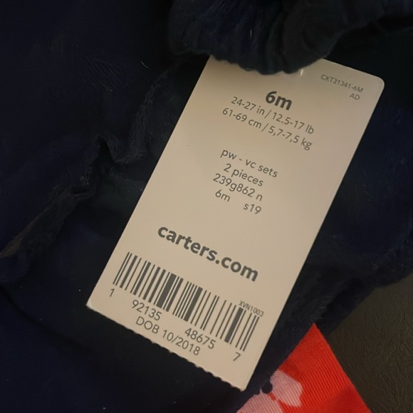 6M Carter's Carters Infant‎ Girls Red Blue Kitty Cat Baby Outfit Pants Shirt Set - Picture 2 of 4